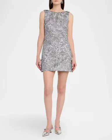 Dolce & Gabbana Metallic Brocade Sleeveless Buttoned Mini Dress | Thumbnail 2