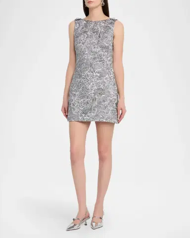 Dolce & Gabbana Metallic Brocade Sleeveless Buttoned Mini Dress | Thumbnail 4