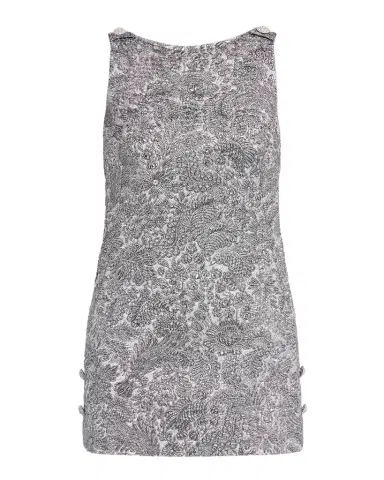 Dolce & Gabbana Metallic Brocade Sleeveless Buttoned Mini Dress | Thumbnail 1