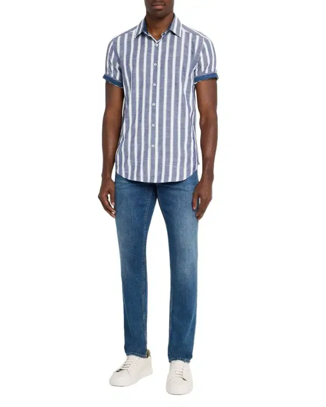 Men 's Preston Stripe Short-Sleeve Shirt