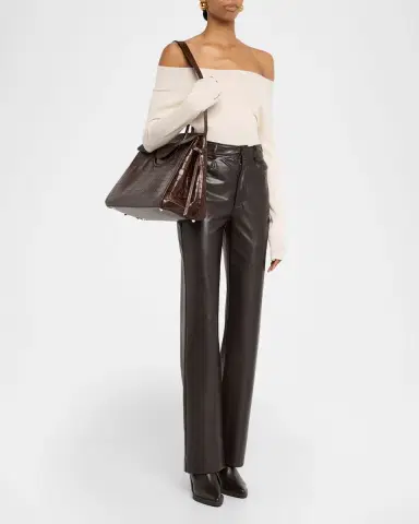 Staud Maude Croc-Embossed Leather Top-Handle Bag | Thumbnail 4