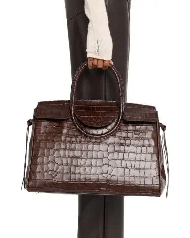 Staud Maude Croc-Embossed Leather Top-Handle Bag | Thumbnail 1