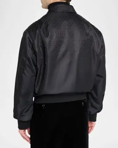 Emporio Armani Men's Clubwear Capsule Rhinestone Satin Bomber Jacket | Thumbnail 2