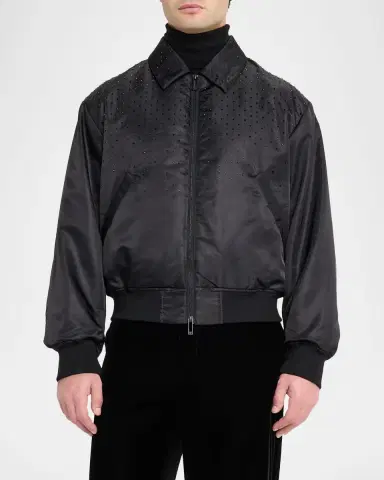 Emporio Armani Men's Clubwear Capsule Rhinestone Satin Bomber Jacket | Thumbnail 3