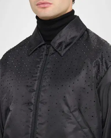 Emporio Armani Men's Clubwear Capsule Rhinestone Satin Bomber Jacket | Thumbnail 4