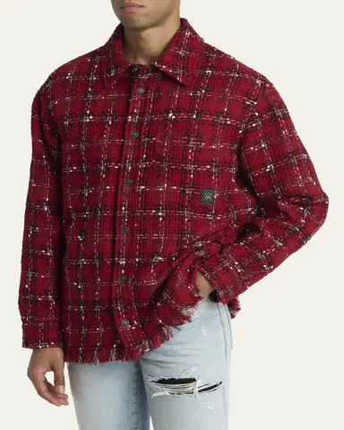 Amiri Men's Tweed Flannel nap-Front Overshirt | Thumbnail 4