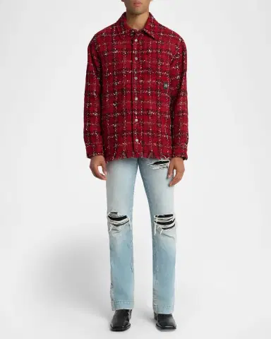 Amiri Men's Tweed Flannel nap-Front Overshirt | Thumbnail 6