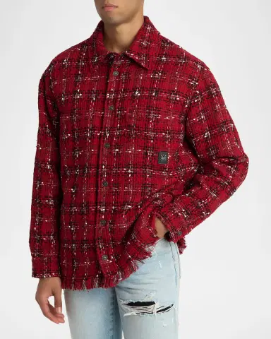 Amiri Men's Tweed Flannel nap-Front Overshirt | Thumbnail 8