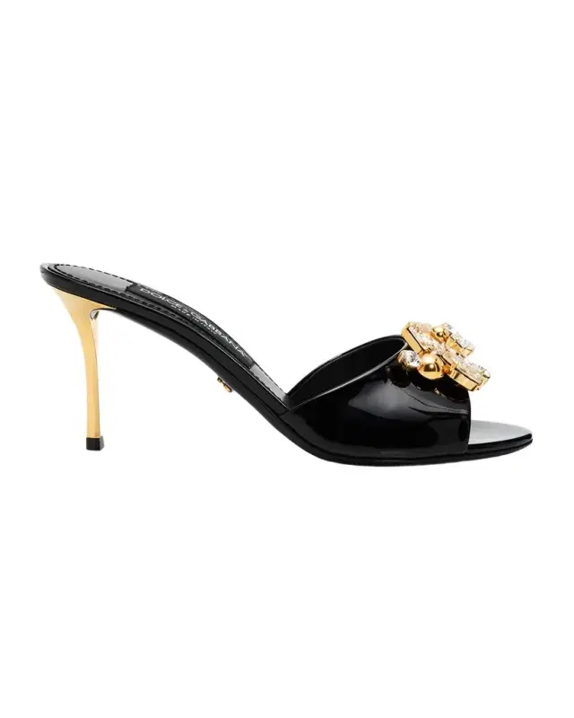 75mm Embellished Patent Leather Mules