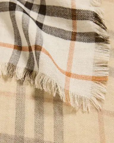 Burberry Wide EKD Check Wool Silk Scarf | Thumbnail 3 Burberry Wide EKD Check Wool Silk Scarf | Thumbnail 3