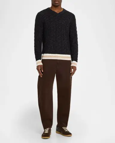 Scotch & Soda Men's Cable Knit Loose-Fit V-Neck Sweater | Thumbnail 2