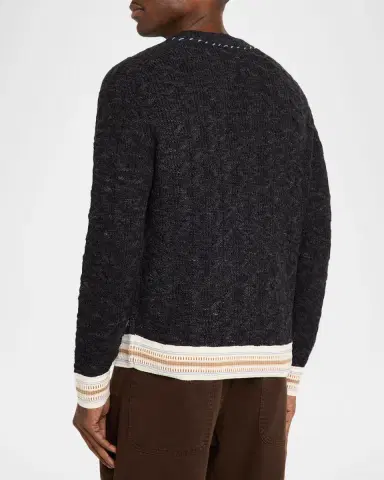 Scotch & Soda Men's Cable Knit Loose-Fit V-Neck Sweater | Thumbnail 3