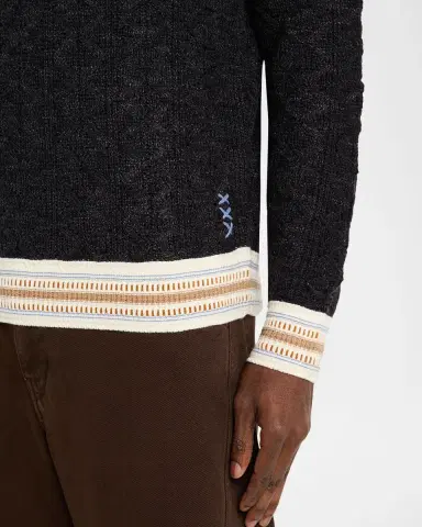 Scotch & Soda Men's Cable Knit Loose-Fit V-Neck Sweater | Thumbnail 5