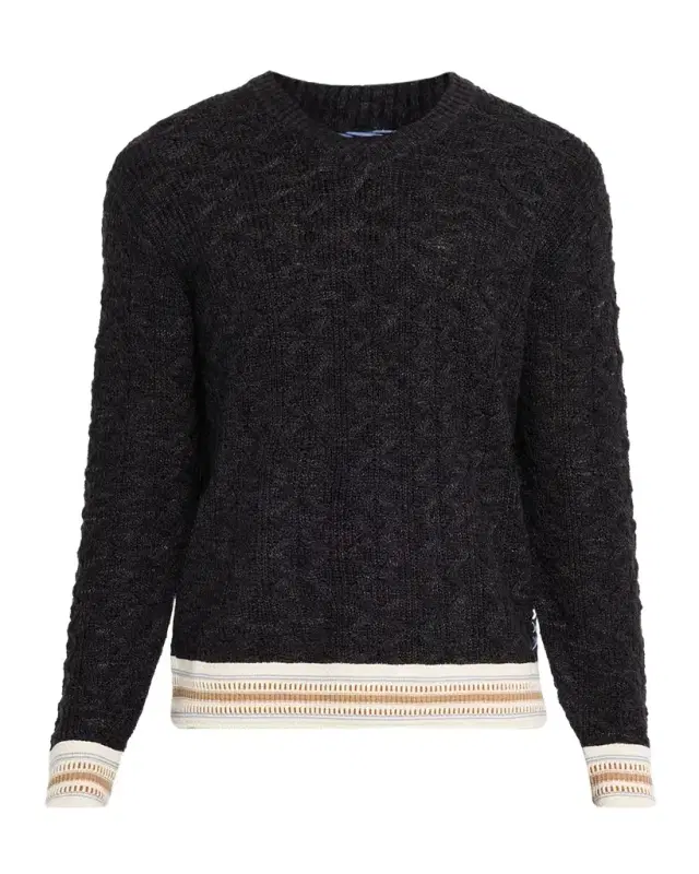 Men 's Cable Knit Loose-Fit V-Neck Sweater