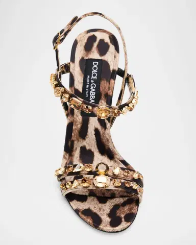 Dolce & Gabbana 105mm Leo Embellished Double-Strap Satin Sandals | Thumbnail 5