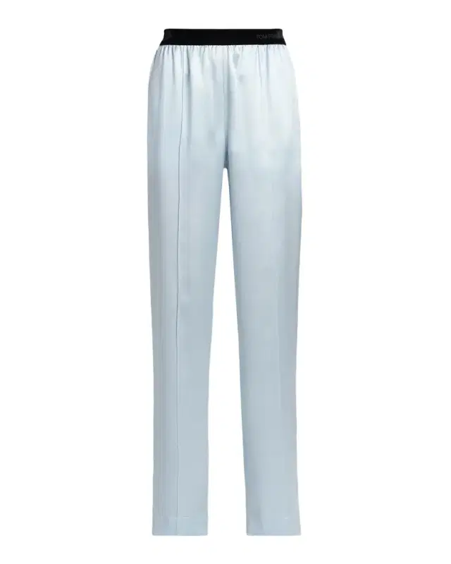 Stretch Silk Satin Straight-Leg Pull-On Pants