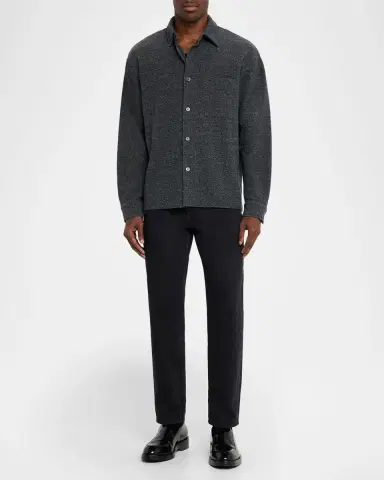FRAME Men 's Textured Waffle-Knit Button-Down Shirt with Pocket | Thumbnail 2