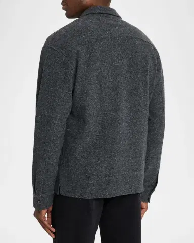 FRAME Men 's Textured Waffle-Knit Button-Down Shirt with Pocket | Thumbnail 3