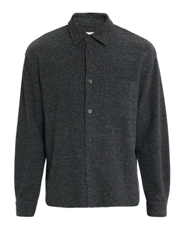 Men 's Textured Waffle-Knit Button-Down Shirt with Pocket