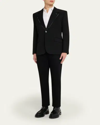 Givenchy Men's Fitted Wool Raw-Edge Two-Button Blazer | Thumbnail 2