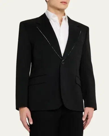 Givenchy Men's Fitted Wool Raw-Edge Two-Button Blazer | Thumbnail 4