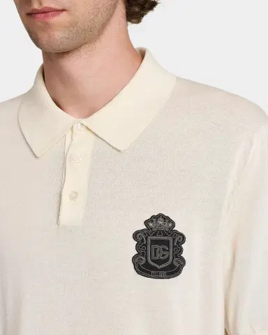 Dolce & Gabbana Men's Cotton Heraldic Crest Polo Shirt | Thumbnail 4 Dolce & Gabbana Men's Cotton Heraldic Crest Polo Shirt | Thumbnail 4