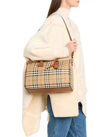 Burberry Medium Coated Check Bowling Shoulder Bag | Thumbnail 1 Burberry Medium Coated Check Bowling Shoulder Bag | Thumbnail 1