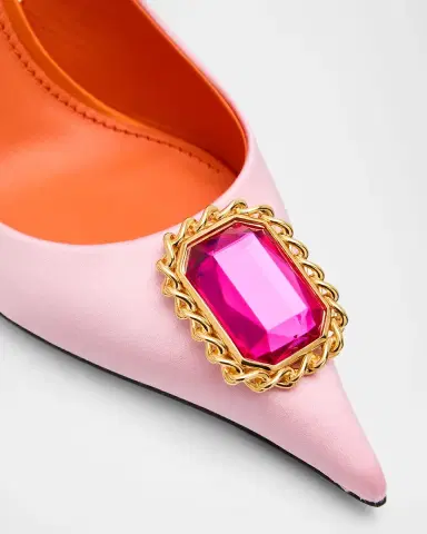 Dolce & Gabbana 75mm Crystal Satin Slingback Pumps | Thumbnail 2
