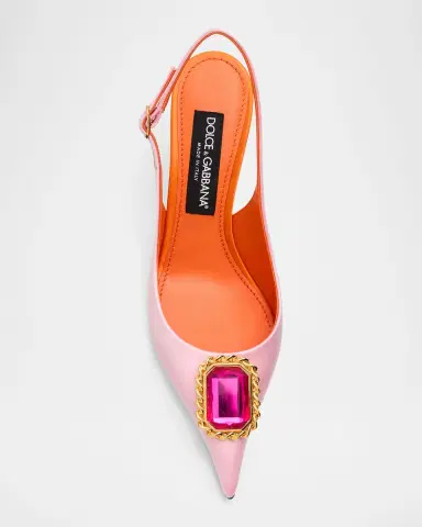 Dolce & Gabbana 75mm Crystal Satin Slingback Pumps | Thumbnail 3