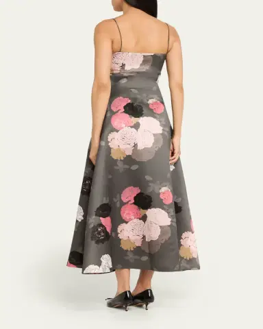 BERNADETTE Nicole Floral Satin Midi Dress | Thumbnail 3