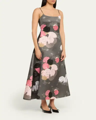 BERNADETTE Nicole Floral Satin Midi Dress | Thumbnail 4
