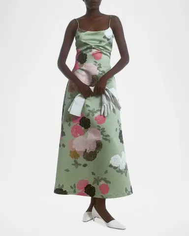 BERNADETTE Nicole Floral Satin Midi Dress | Thumbnail 6