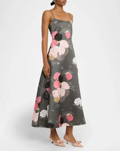 BERNADETTE Nicole Floral Satin Midi Dress | Thumbnail 9