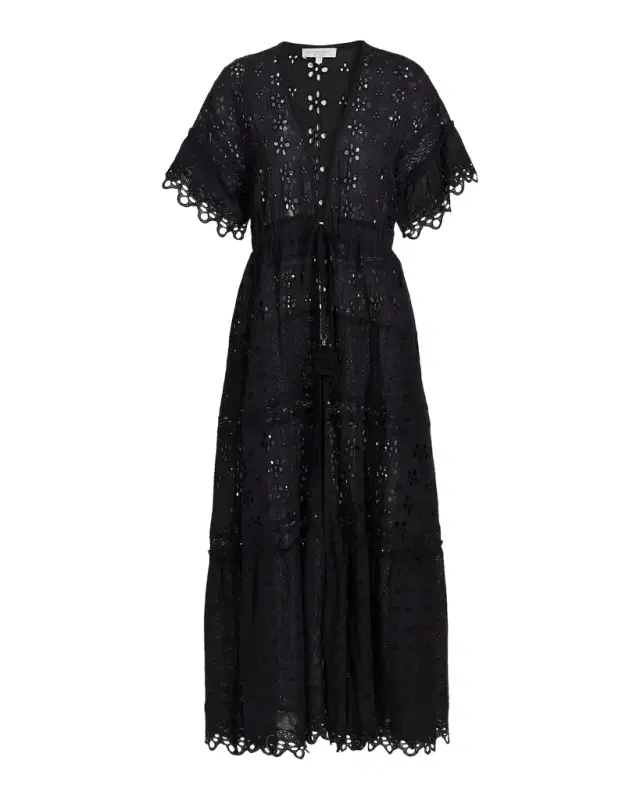 Janis Eyelet Embroidered Maxi Kaftan Coverup