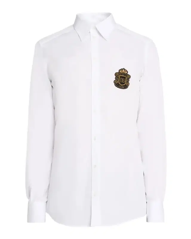 Men's Cotton Heraldic-Patch Button-Down Shirt