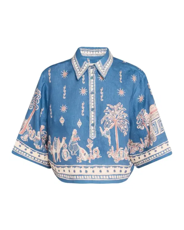 x LRNCE Acacia Cropped Linen Shirt