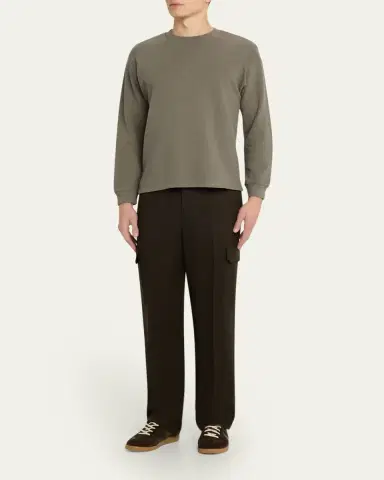 FRAME Men's Cotton Waffle Textured Long-Sleeve T-Shirt | Thumbnail 2 FRAME Men's Cotton Waffle Textured Long-Sleeve T-Shirt | Thumbnail 2
