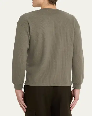 FRAME Men's Cotton Waffle Textured Long-Sleeve T-Shirt | Thumbnail 3 FRAME Men's Cotton Waffle Textured Long-Sleeve T-Shirt | Thumbnail 3