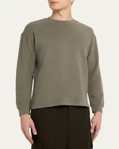 FRAME Men's Cotton Waffle Textured Long-Sleeve T-Shirt | Thumbnail 4 FRAME Men's Cotton Waffle Textured Long-Sleeve T-Shirt | Thumbnail 4