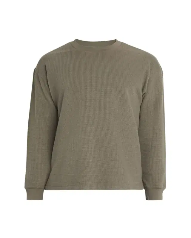 Men's Cotton Waffle Textured Long-Sleeve T-Shirt