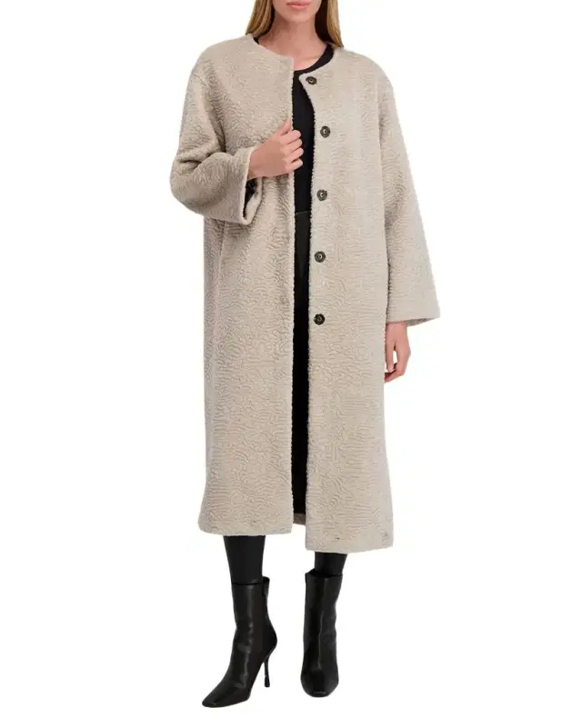 Lyla Grant Fur-Free Textured Faux Shearling Coat