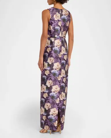 SACHIN BABI Adellyn Floral-Print Mikado Column Gown | Thumbnail 2 SACHIN BABI Adellyn Floral-Print Mikado Column Gown | Thumbnail 2