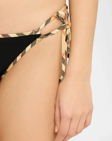Burberry Check-Trim String Bikini Bottoms | Thumbnail 7