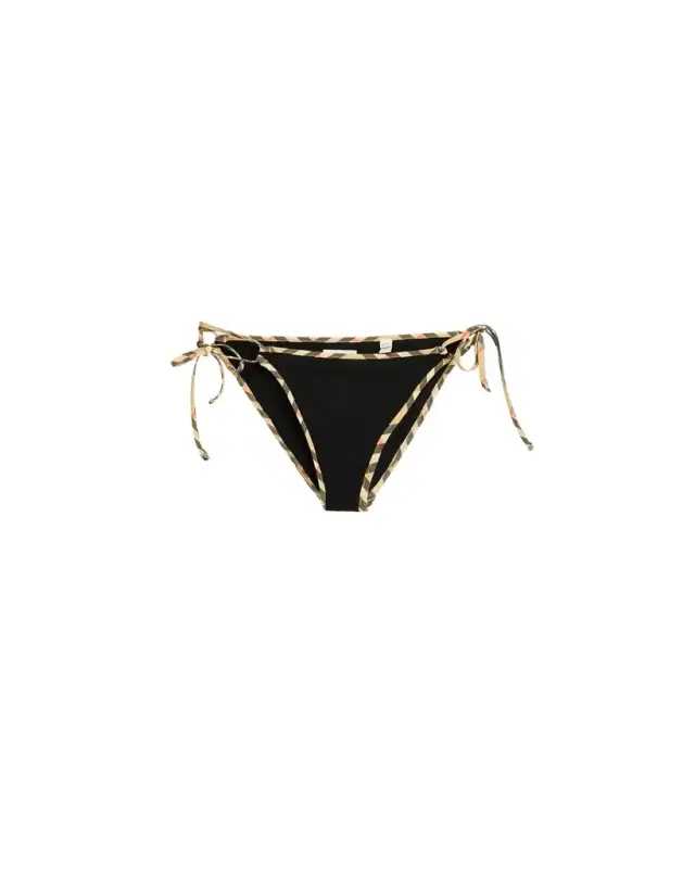 Check-Trim String Bikini Bottoms
