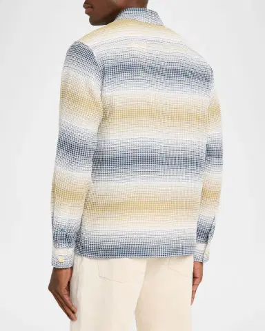 Scotch & Soda Men's Waffle Structure Cotton Stripe Overshirt | Thumbnail 2
