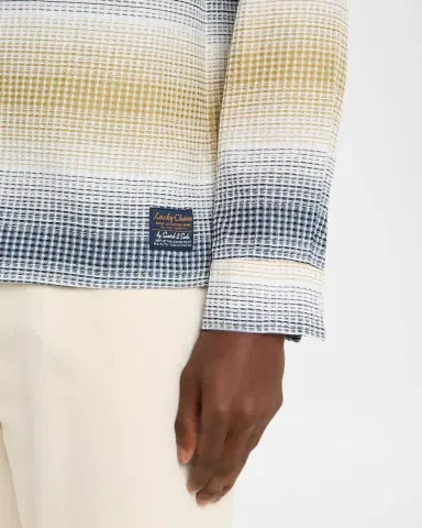 Scotch & Soda Men's Waffle Structure Cotton Stripe Overshirt | Thumbnail 4