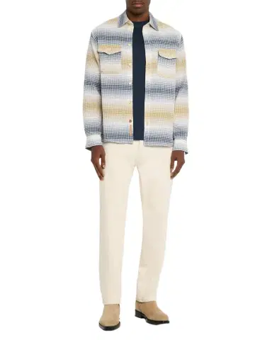 Scotch & Soda Men's Waffle Structure Cotton Stripe Overshirt | Thumbnail 1