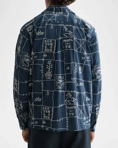 Scotch & Soda Men's Allover Embroidered Button-Down Shirt | Thumbnail 2 Scotch & Soda Men's Allover Embroidered Button-Down Shirt | Thumbnail 2