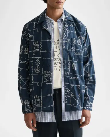 Scotch & Soda Men's Allover Embroidered Button-Down Shirt | Thumbnail 3 Scotch & Soda Men's Allover Embroidered Button-Down Shirt | Thumbnail 3