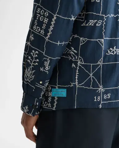 Scotch & Soda Men's Allover Embroidered Button-Down Shirt | Thumbnail 4 Scotch & Soda Men's Allover Embroidered Button-Down Shirt | Thumbnail 4